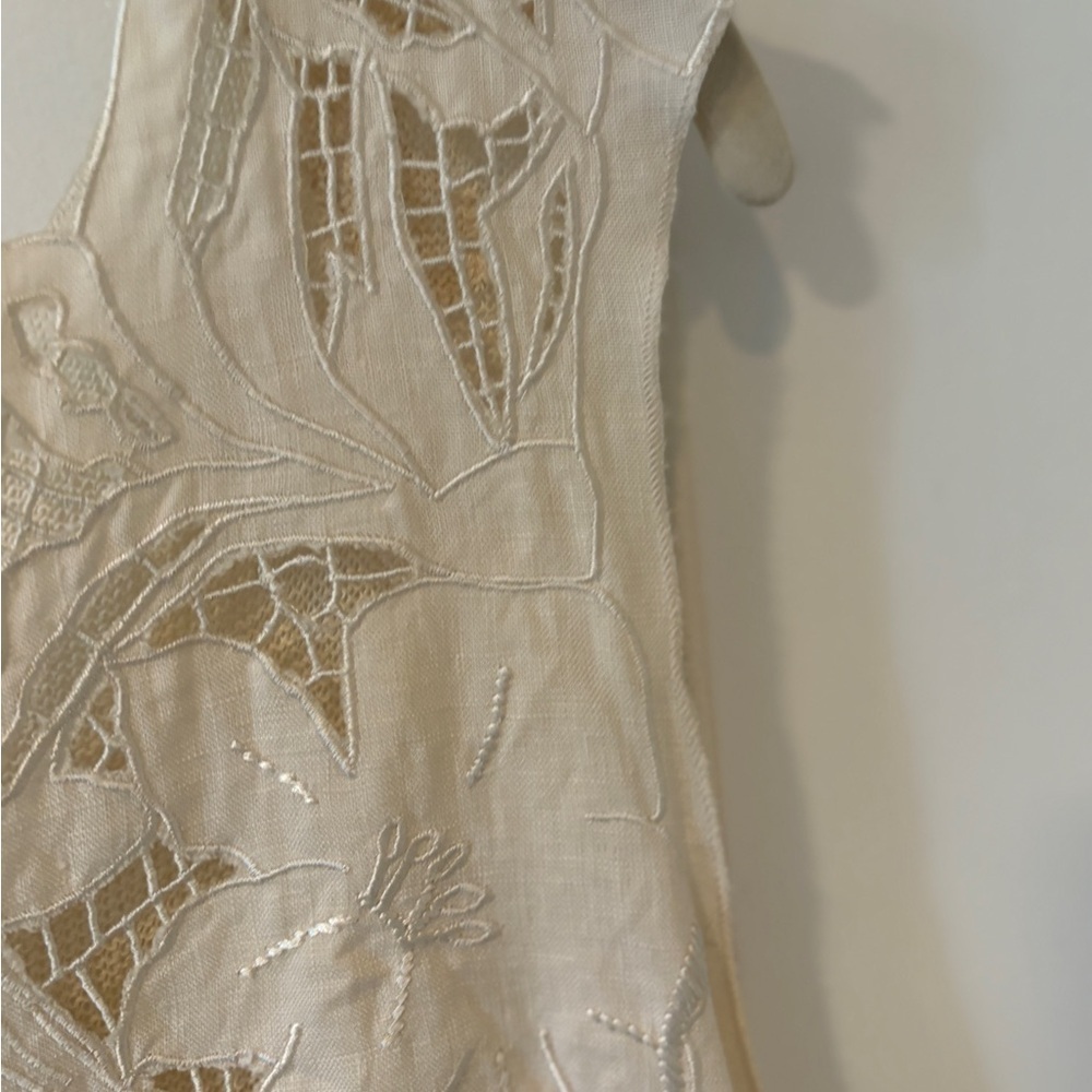 Nanette Lepore 100% Linen Embroidered Sleeveless Mixed Media Cottagecore Top - Picture 6 of 15